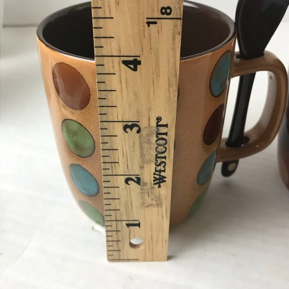 NWOT - A Polka Dot Coffee Tea Mug with Spoon in Handle - Pick One